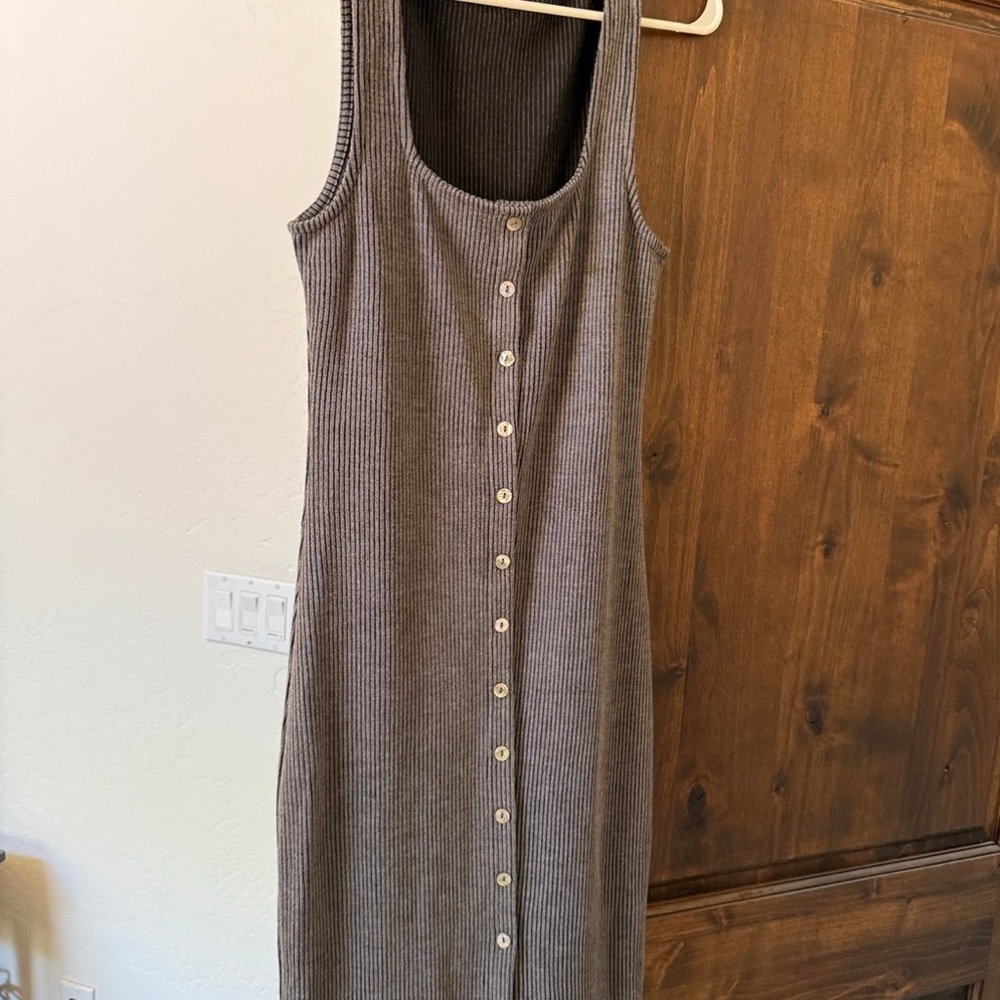 Pinkblush Gray Ribbed Midi Dress